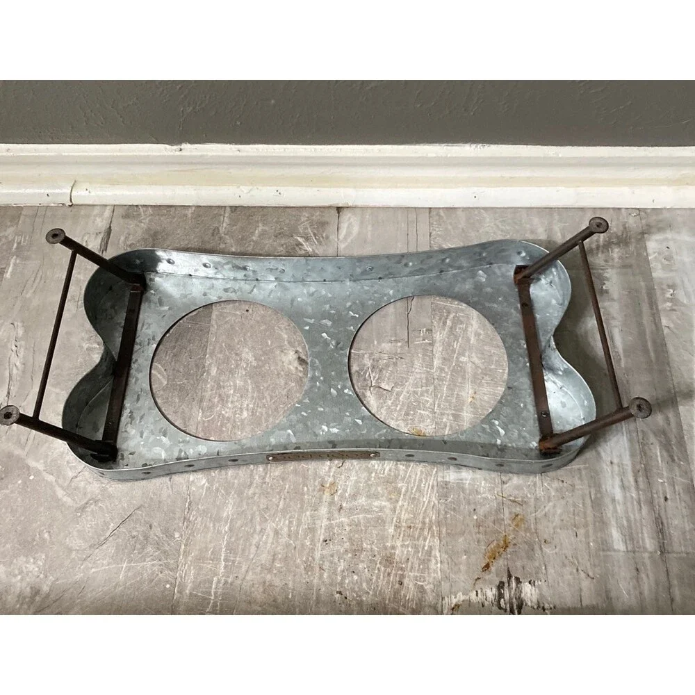 GOOD DOG Galvanized Metal Food and Water Feeder Tray
